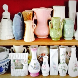 Shelves of Vintage Vases