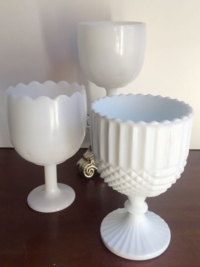 Large Vintage Milk Glass Compotes