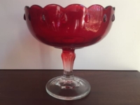 Vintage Red Glass Compote (Some loss of paint)