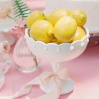 Vintage Milk Glass Compote with Lemons