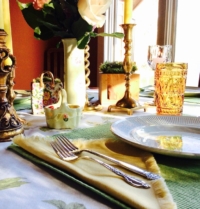 Vintage Colored Napkins on Easter Table