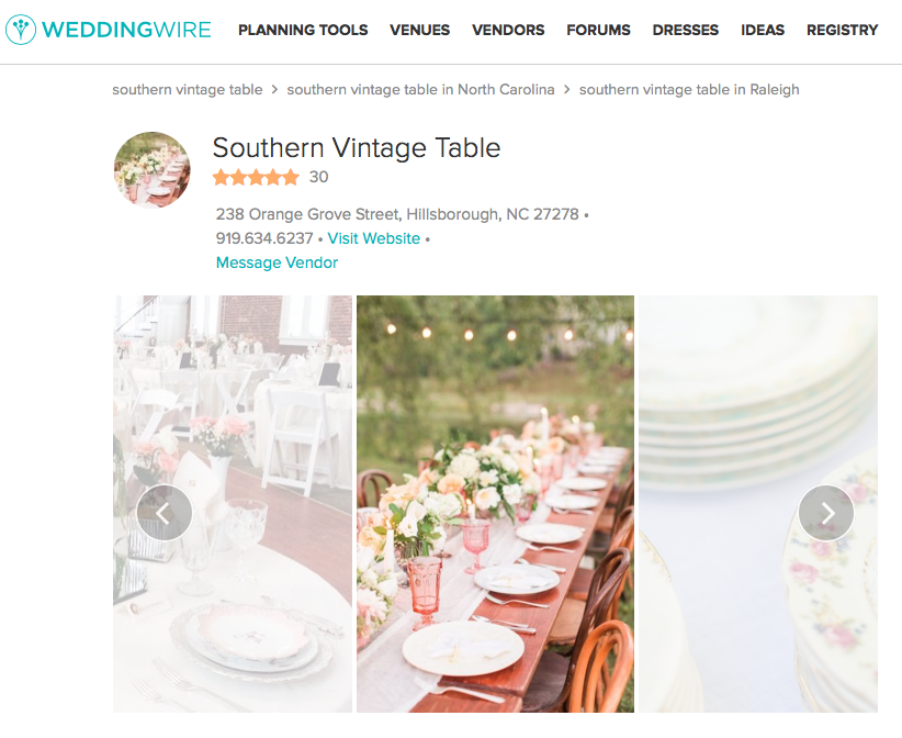 Southern Vintage Table Vintage China Rental NC