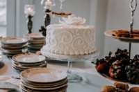 Wedding Cake on Vintage Cake Stand