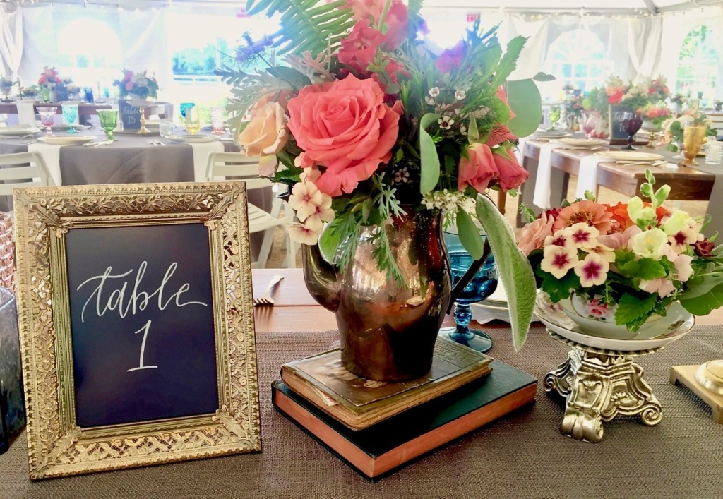 Wedding Tablescape with Vintage Table Sign