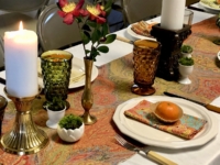 Vintage Printed Runner on Thanksgiving Dinner Table