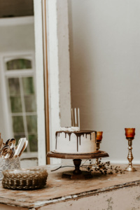 Birthday Cake on Vintage Wooded Stand