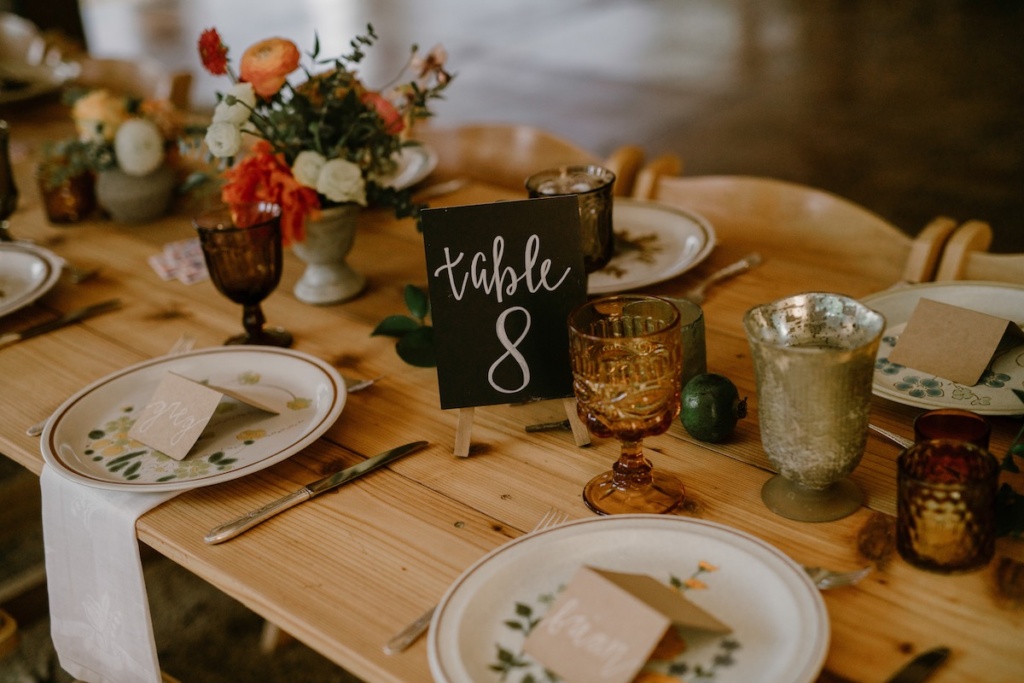 Wedding Reception with stoneware plates