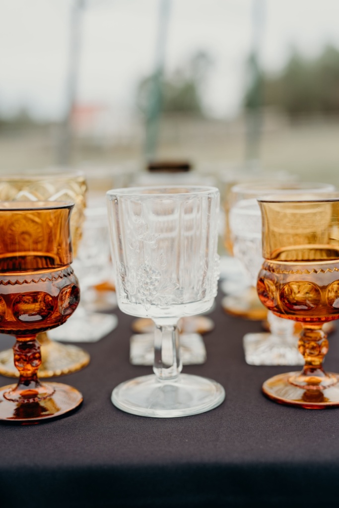 Vintage Clear and Amber Goblets