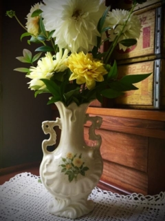 Vintage Vase with yellow roses