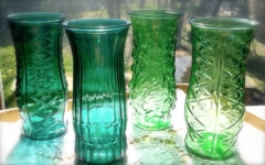 Vintage Green and Teal Glass Vases