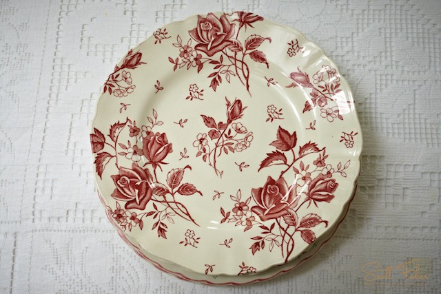 Vintage Red and White Plate