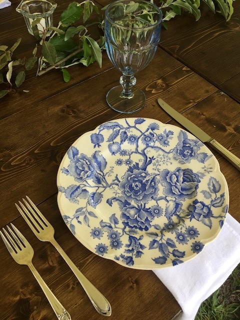 Vintage Blue and White Floral Place Setting