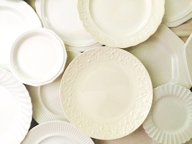 Vintage White Stoneware Plates