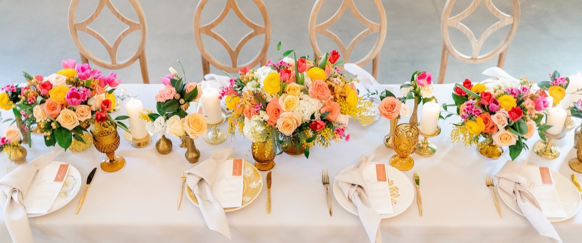 Pink and Yellow Vintage Tablescape