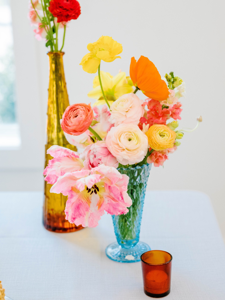 Vintage Vases filled with Florals