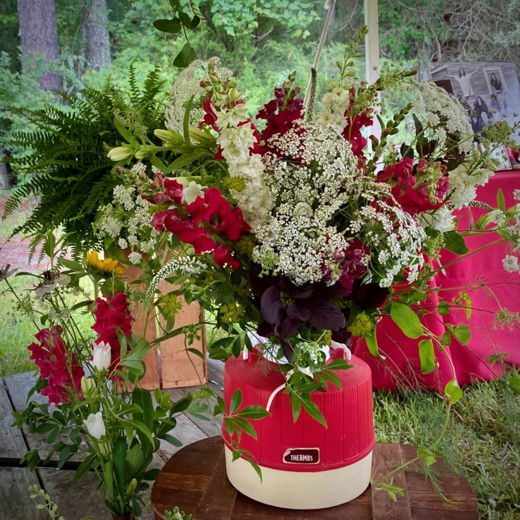 Florals in Vintage Red Cooler