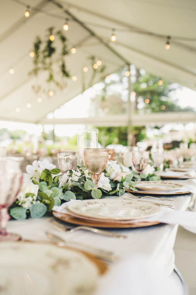 Vintage Reception Tables at The Victorian Youngsville