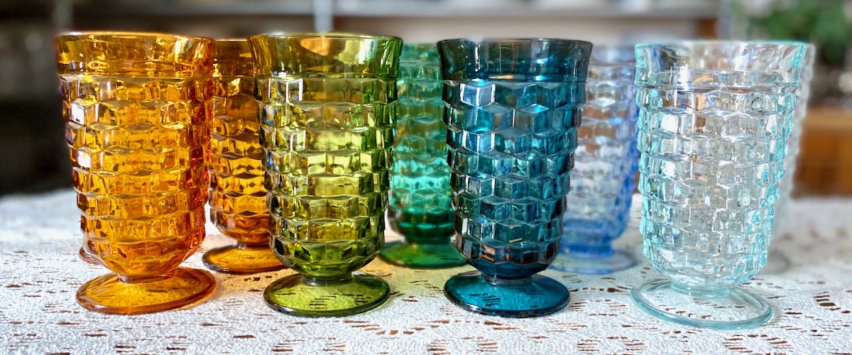 Rainbow of Vintage Whitehall Goblets or Footed Tumblers