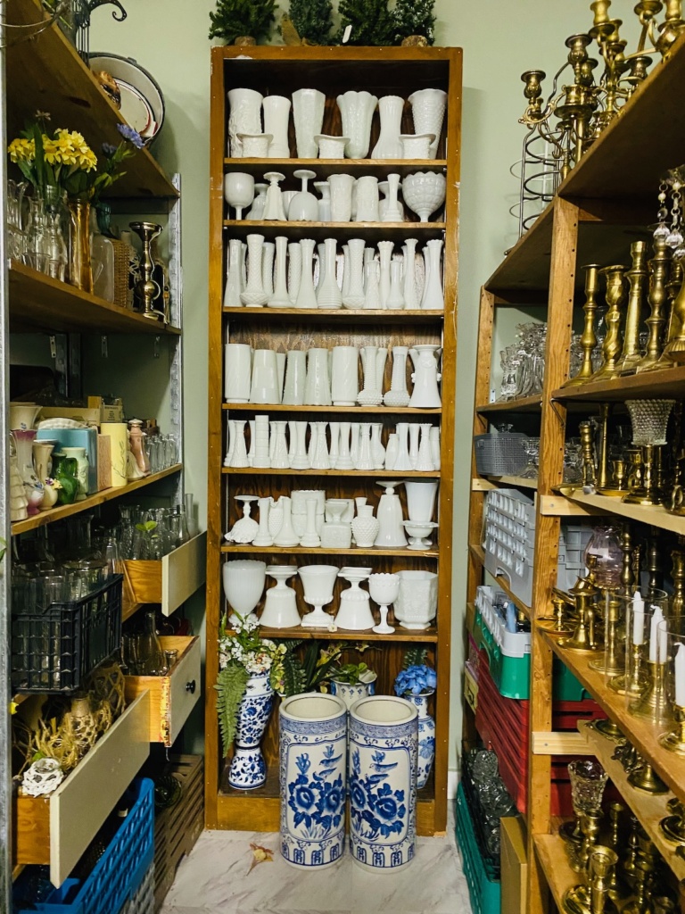 Vintage Milk Glass Shelves