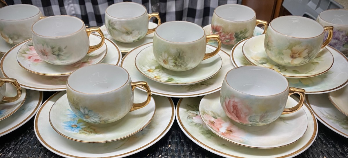 Vintage Hand Painted Teacups and Dishes