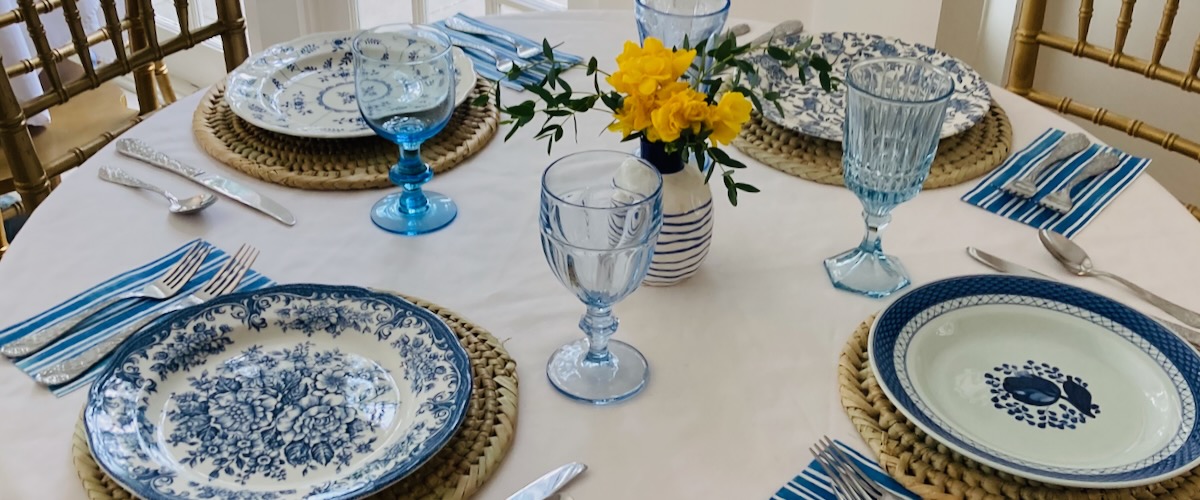 Vintage Blue and White Tablescape