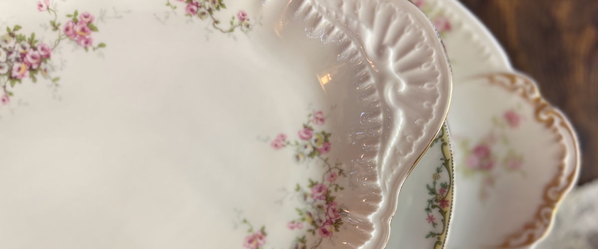 Vintage Pink Floral Platters