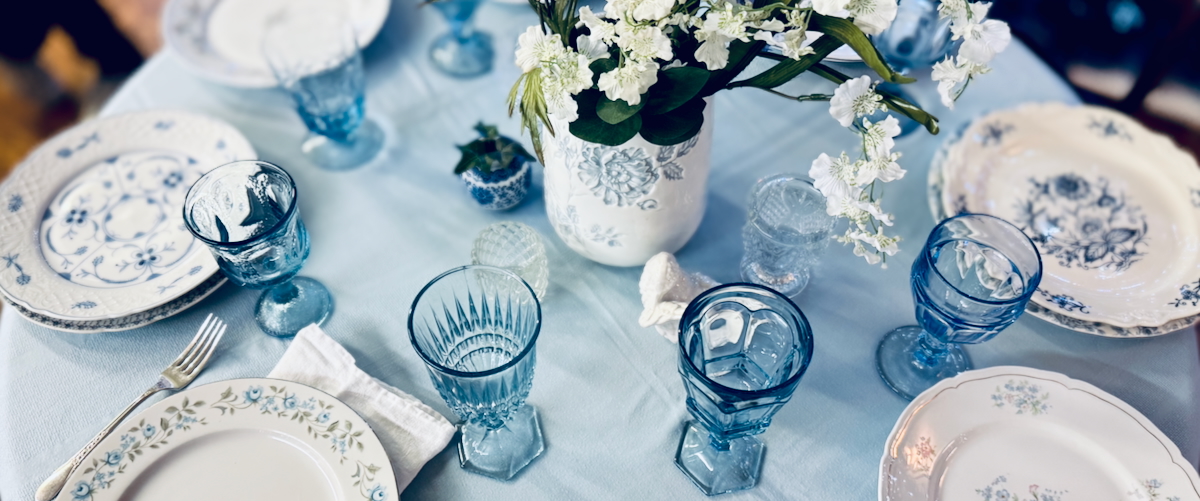 Vintage Light Blue Tablescape