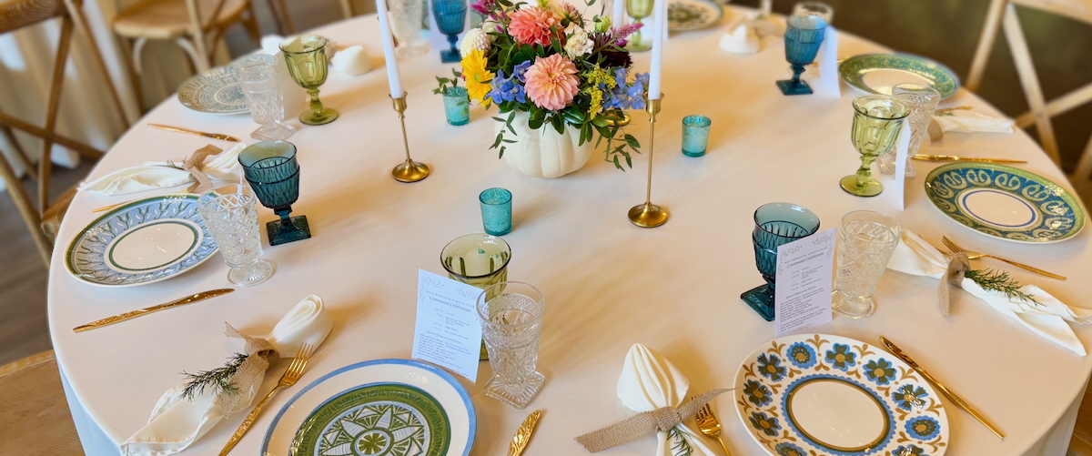 Vintage Blue and Green Tablescape