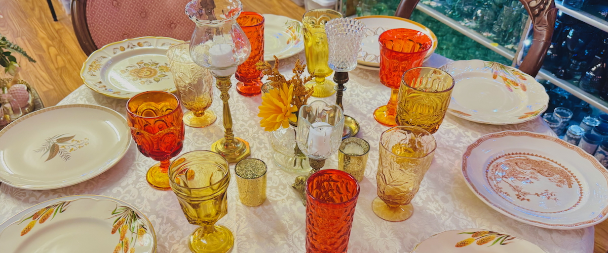 Vintage Orange and Yellow Garden Club Tablescape