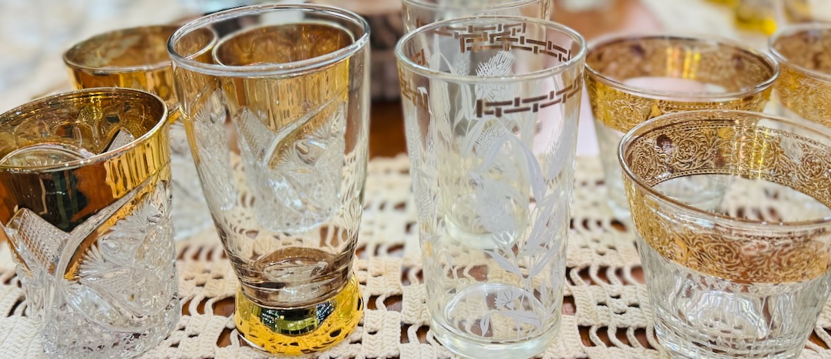 Vintage Clear Glass with Gold Trim