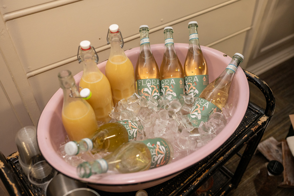Prosecco and mocktails in vintage Enameled Baby Tub